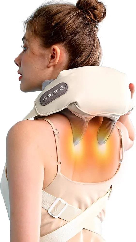 Neck and Back Massager with Heat,Neck Massager,Shiatsu Massager Pillow for Neck,Back,Shoulder,Legs,Body Pain Relief,Electric Rechargeable Deep Tissue 5D Kneading Massage Machine