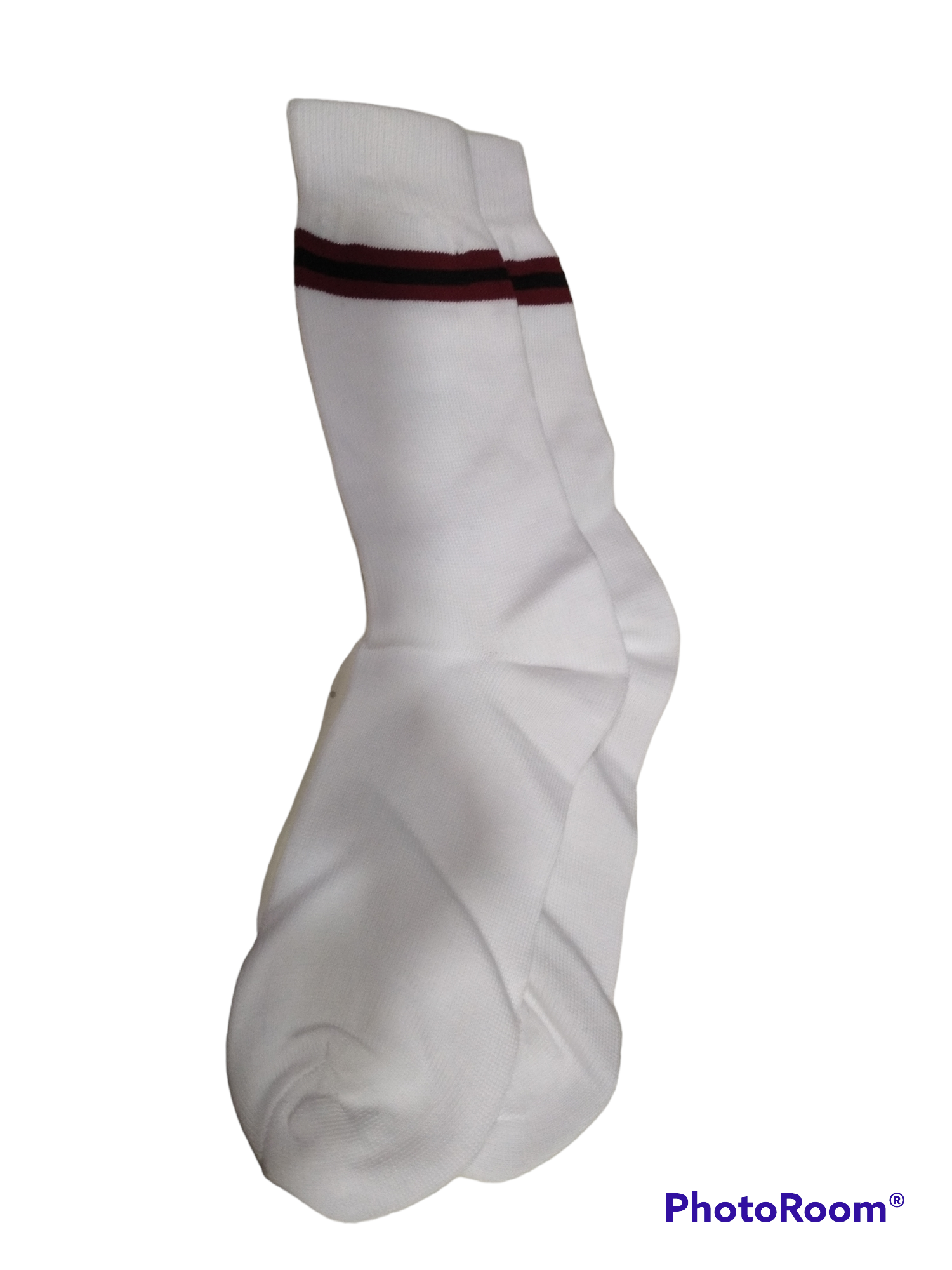SOCKS WHITE+maroon